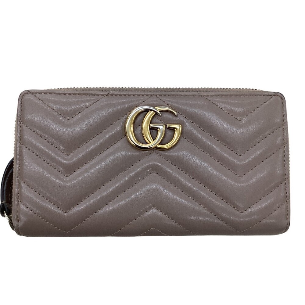 Gucci Long Wallet GG Marmont Pink Beige